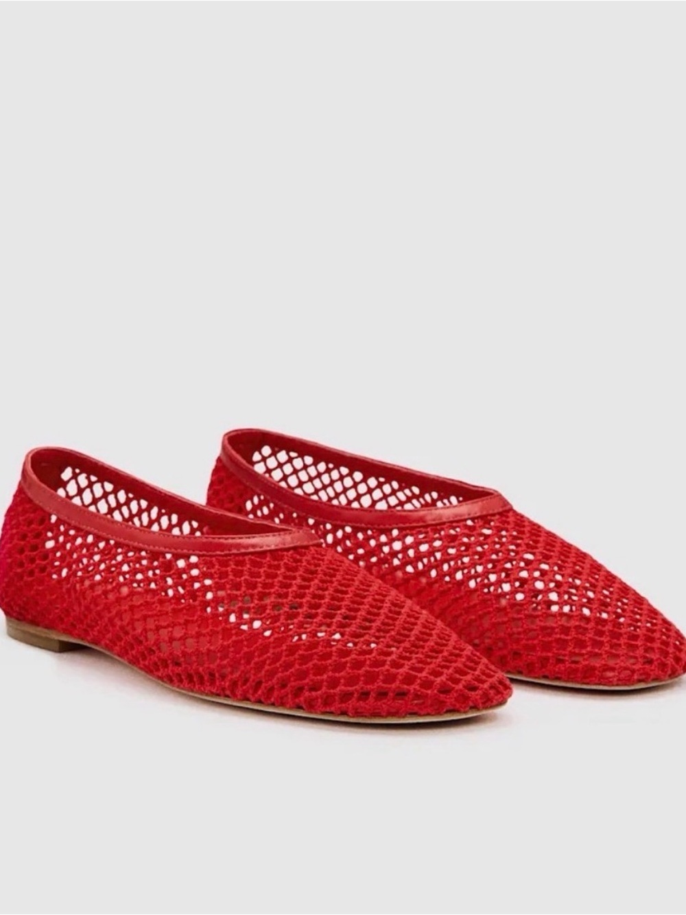 Reformation Britt Mesh Ballet Flat Red - Size 9